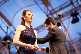 Sopranistin Chen Reiss und Dirigent Lahav Shani beim Fest der Freude 2022 © MKÖ/Sebastian Philipp